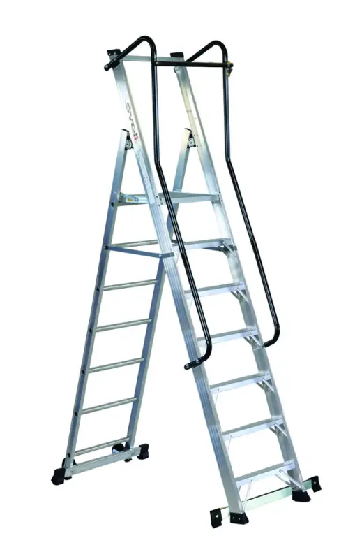 Scala in alluminio movibile 7 gradini compreso pedana MOBY SVELT