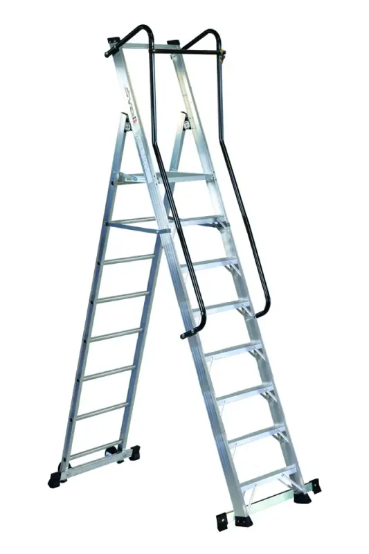 Scala in alluminio movibile 8 gradini compreso pedana MOBY SVELT