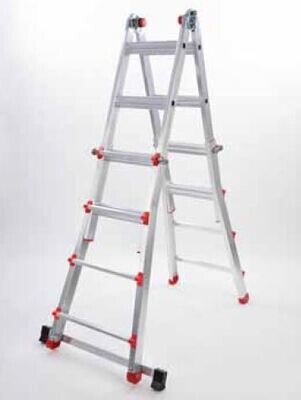 Scala telescopica in alluminio QUEEN 3+3 gradini DOIN con barra stabilizzatrice