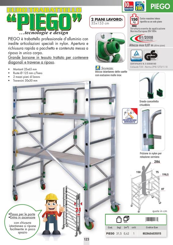 Trabattello in alluminio pieghevole PIEGO   FACAL