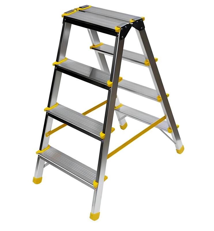 Scala in alluminio a doppia salita 3 gradini + pedana   ALVE