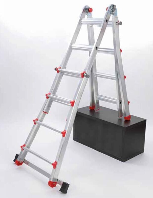 Scala telescopica in alluminio QUEEN 5+5 gradini DOIN con barra stabilizzatrice