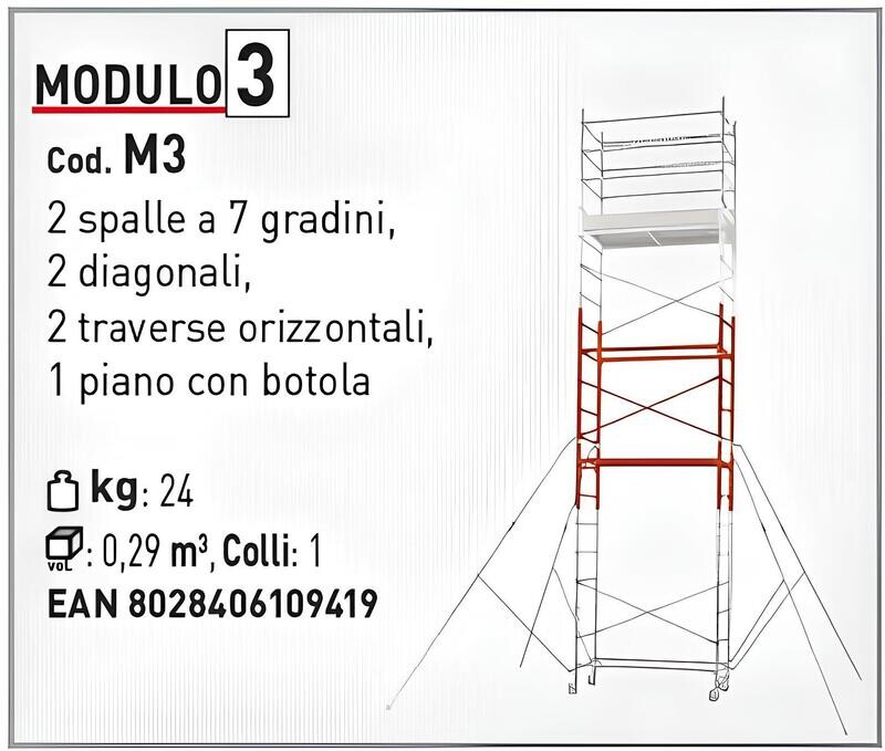 Modulo 3 per sopraelevare struttura trabattello ALTO fino a mt 6,20   FACAL