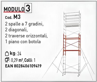 Modulo 3 per sopraelevare struttura trabattello ALTO fino a mt 6,20   FACAL