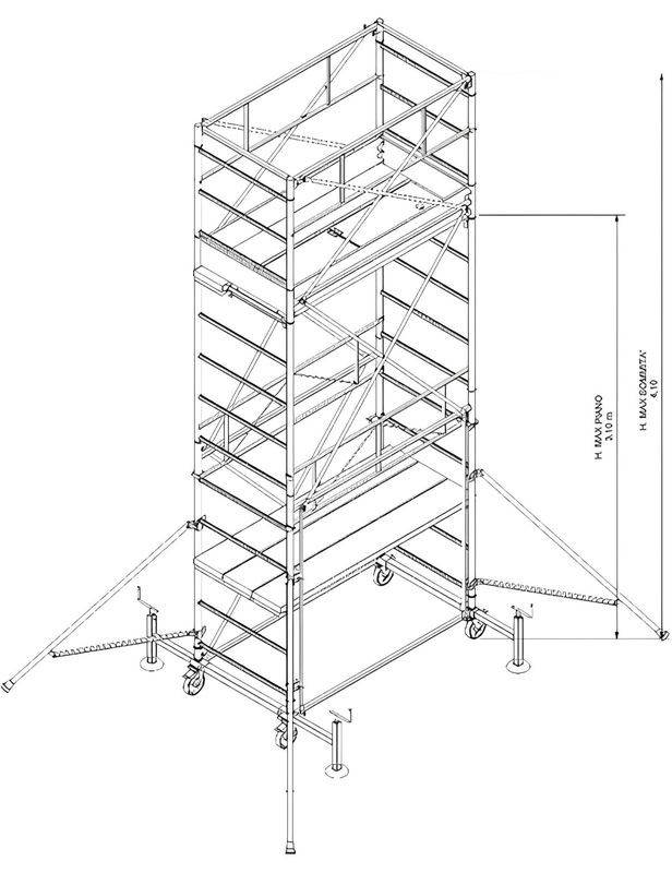 Trabattello in acciaio 529EN 2+1/2 campate H 4,10 mt IPPIS Trabattello in acciaio 529EN 2+1/2 campate H 4,10 mt IPPIS