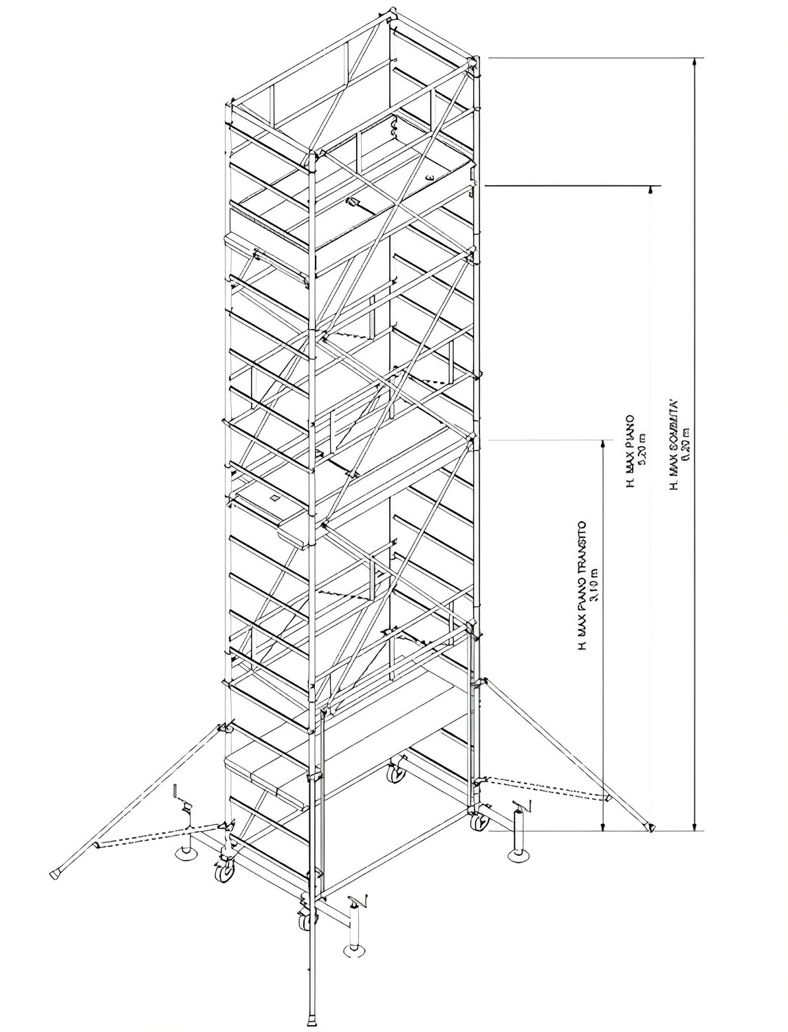 Trabattello in acciaio 529EN 4 campate H 6,20 mt   IPPIS