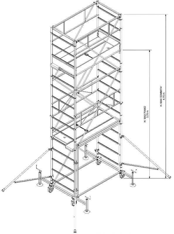 Trabattello in acciaio 529EN 3 campate H 4,70 mt IPPIS Trabattello in acciaio 529EN 3 campate H 4,70 mt IPPIS
