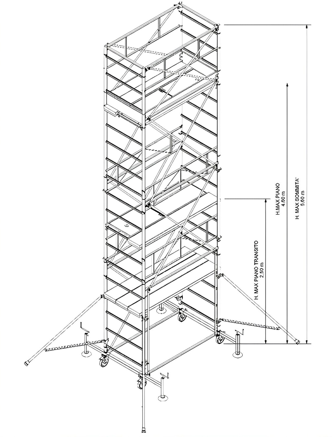 Trabattello in acciaio 529EN 3+1/2 campate H 5,60 mt   IPPIS