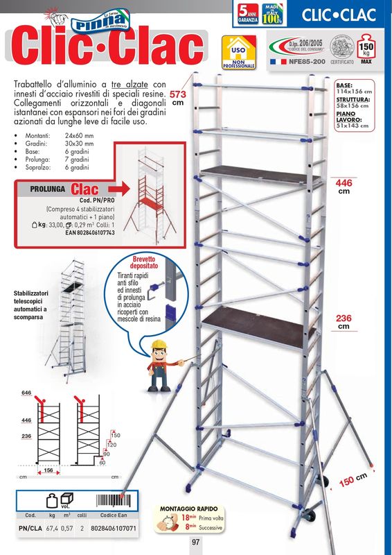 Stabilizzatore telescopico PINNA CLIC/CLAC  FACAL