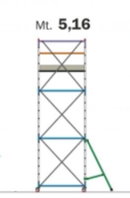 POKER HD PONTEGGIO ACCIAIO PROFESSIONALE 160x80 C/2PIANO LAVORO-STAFFE EN m5,16   FRIGERIO