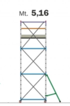 POKER HD PONTEGGIO ACCIAIO PROFESSIONALE 160x80 C/2PIANO LAVORO-STAFFE EN m5,16   FRIGERIO