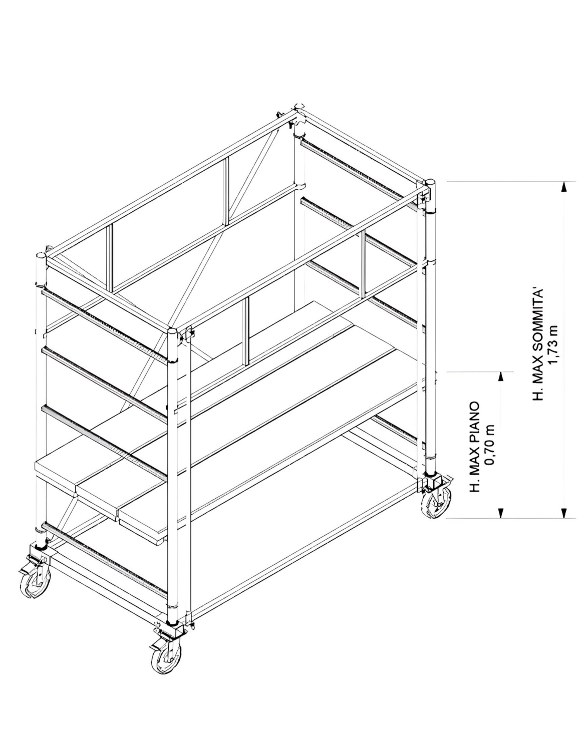 Trabattello in acciaio 529EN 1 campata H 1,73 mt   IPPIS