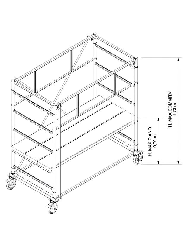 Trabattello in acciaio 529EN 1 campata H 1,73 mt IPPIS Trabattello in acciaio 529EN 1 campata H 1,73 mt IPPIS