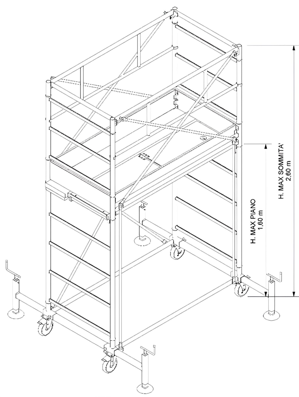 Trabattello in acciaio 529EN 1+1/2 campata H 2,60 mt   IPPIS