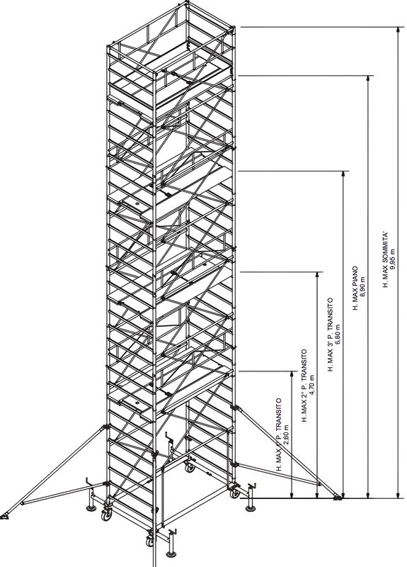 Trabattello in acciaio PROFESSIONALE H MT 9,95 548EN EN1004 IPPIS Trabattello in acciaio PROFESSIONALE H MT 9,95 548EN EN1004 IPPIS