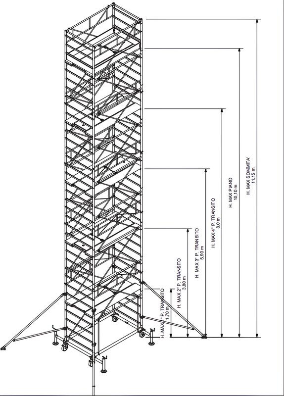 Trabattello in acciaio PROFESSIONALE H MT 11,15 548EN EN1004 IPPIS Trabattello in acciaio PROFESSIONALE H MT 11,15 548EN EN1004 IPPIS