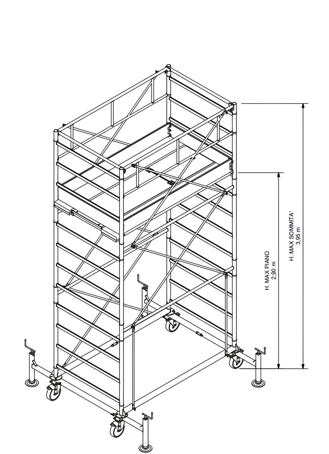 Trabattello in acciaio PROFESSIONALE  H MT 3,95 548EN EN1004   IPPIS