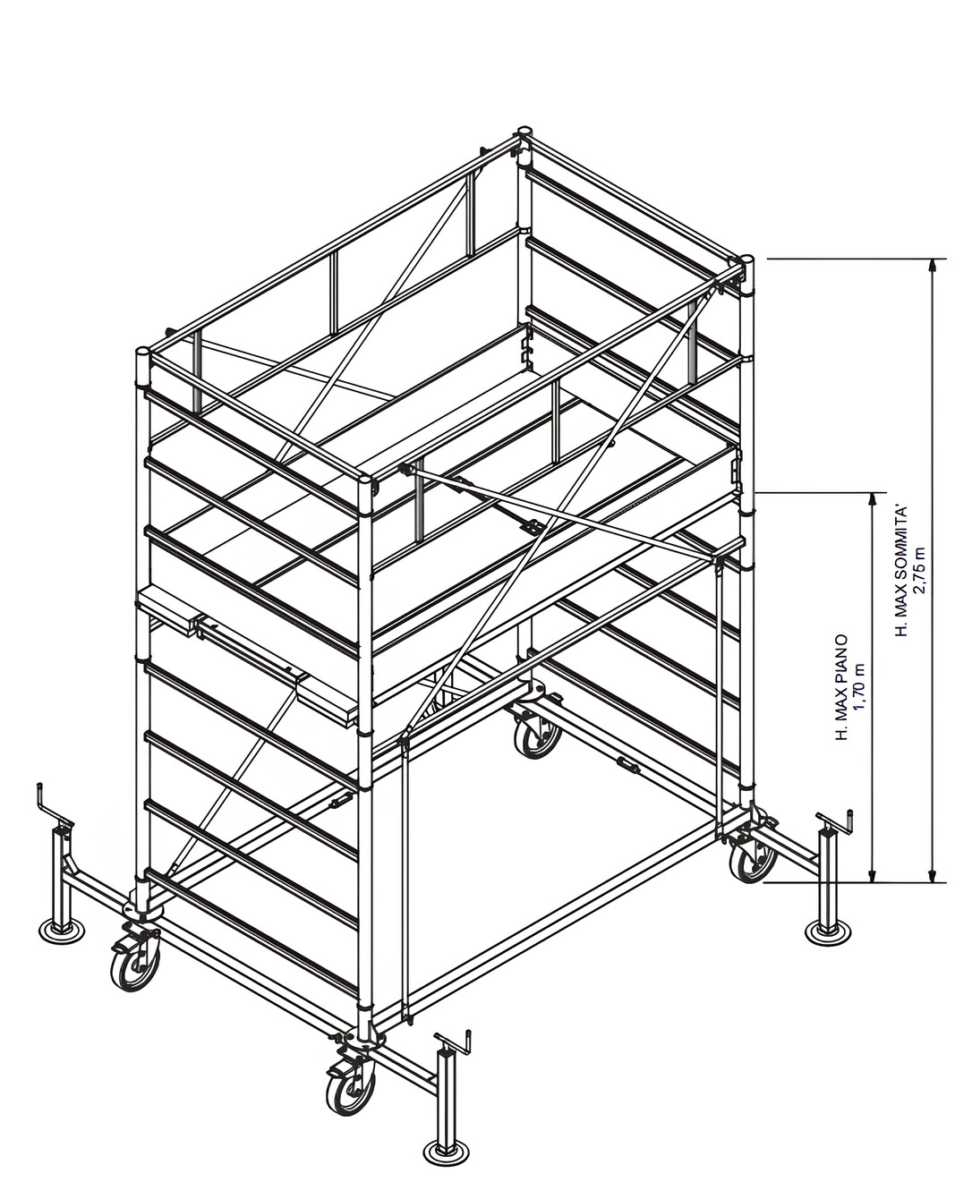 Trabattello in acciaio PROFESSIONALE  H MT 2,75 548EN   EN1004   IPPIS