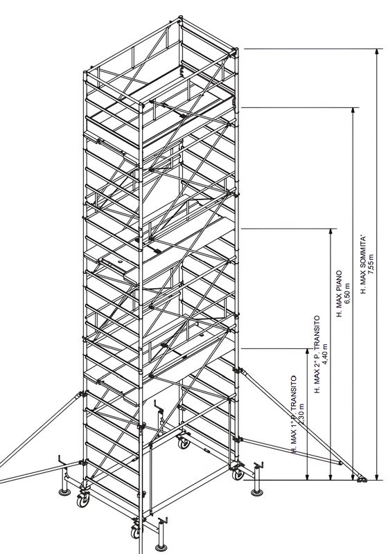 Trabattello in acciaio PROFESSIONALE  H MT 7,55 548EN EN1004   IPPIS