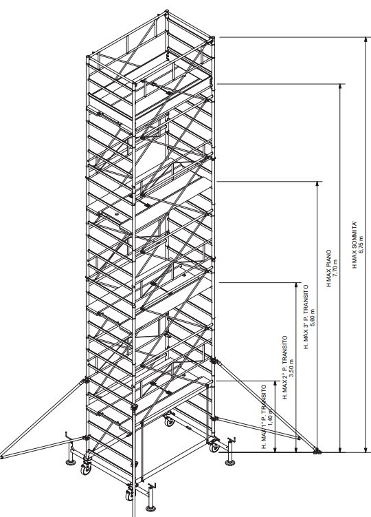 Trabattello in acciaio PROFESSIONALE  H MT 8,75 548EN EN1004   IPPIS