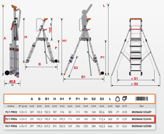 Scala PLATEA PROGRES FACAL 4 (3+1)GRADINI