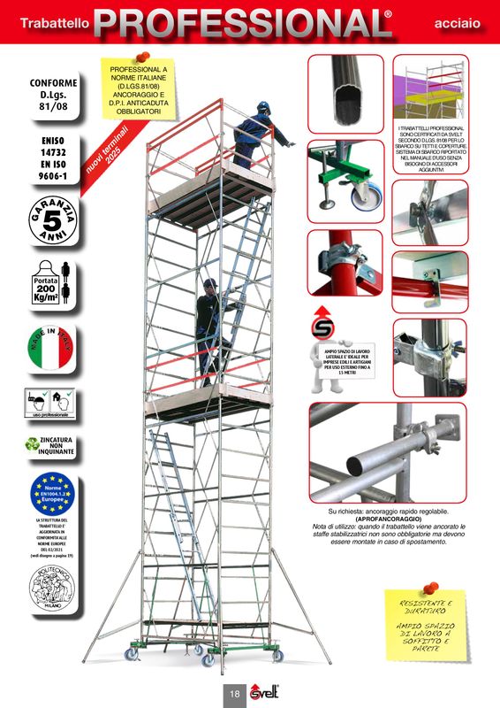 Trabattello configurabile PROFESSIONAL SVELT COMPLETO a NORMA EUROPEA