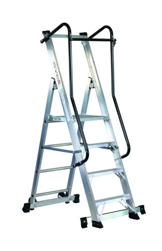 Scala in alluminio movibile 4 gradini compreso pedana MOBY SVELT