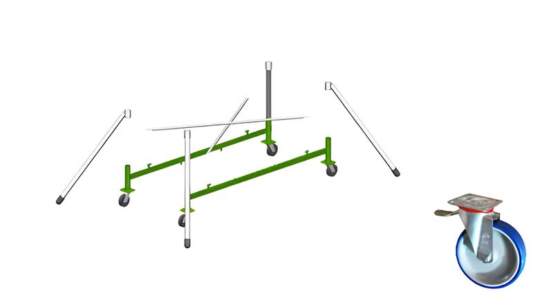 Base con ruote  con freno diametro 100 mm (set completo di stabilizzatori piccoli) trabattello CERVINO SVELT