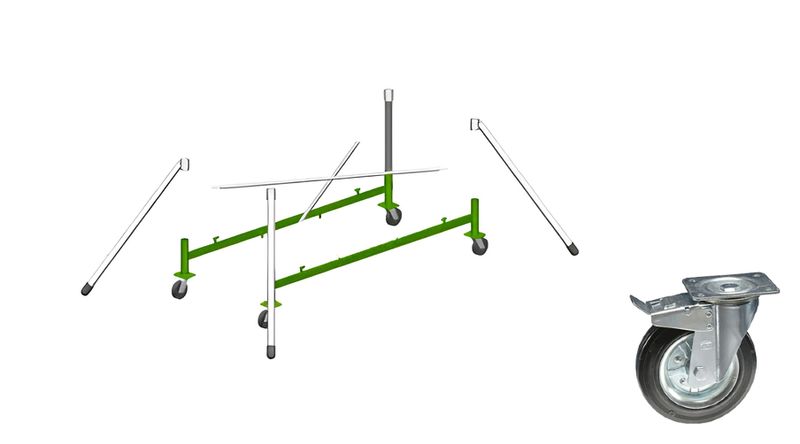 Base con ruote  con freno diametro 100 mm (set completo di stabilizzatori piccoli) trabattello CERVINO SVELT