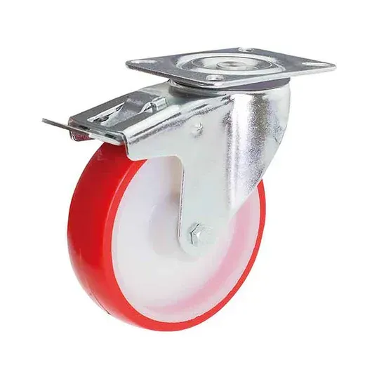 Ruota NY PU d.160 rullini supporto girevole + freno