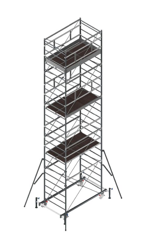 Trabattello ZETA STP EN1004 4 campate H struttura 6,30m H piano 6,00m H lavoro 7,55m senza ancoraggio interno esterno