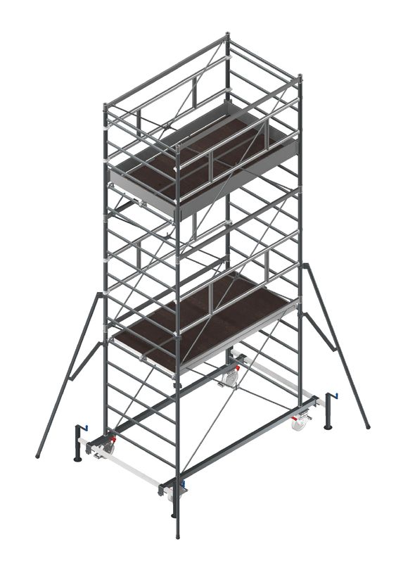 Trabattello ZETA STP EN1004 3 campate H struttura 4,80m H piano 4,50m H lavoro 6,06m senza ancoraggio interno esterno