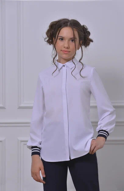 Блузка нарядная бел.с синим П 014-22