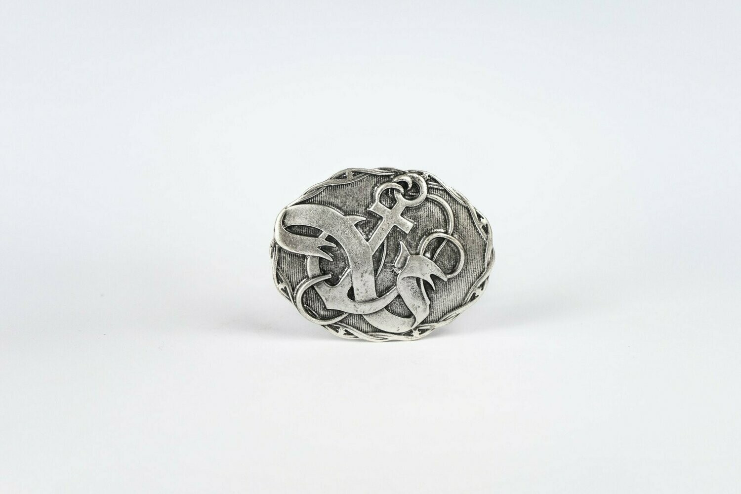 Oval Anker mit Tau silber