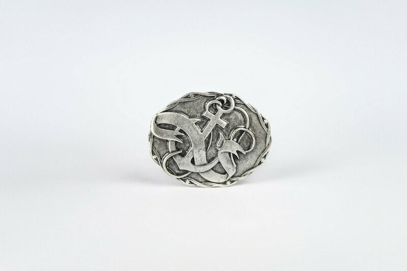 Oval Anker mit Tau silber