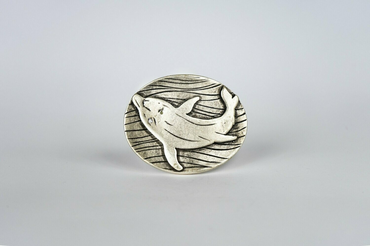 Delfin Oval mit Swarowski Kristall