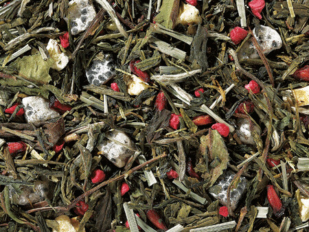 Grün-Weißteemischung, aromatisiert Grün-Weißteemischung, aromatisiert "Granatapfel/Drachenfrucht"