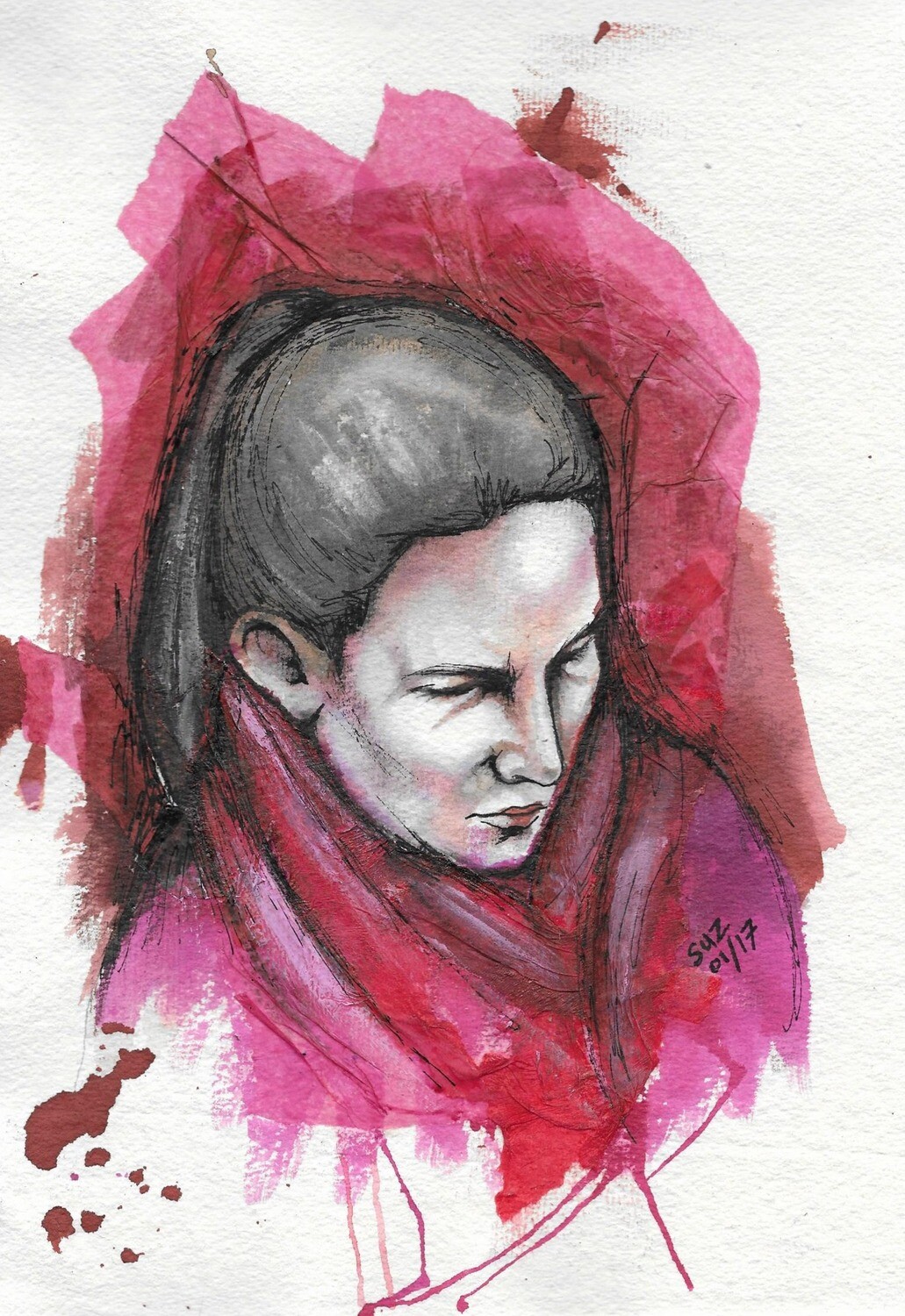 Woman in Red Surrounding