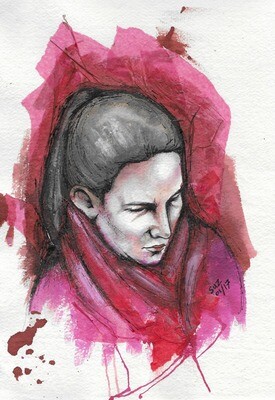 Woman in Red Surrounding