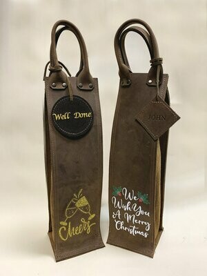 Printed Leather Wine Carrier