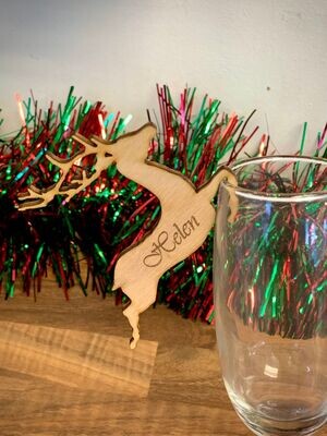 Personalised Reindeer Glass Decoration