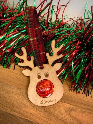 Personalised Reindeer Chocolate Hanging Decoration