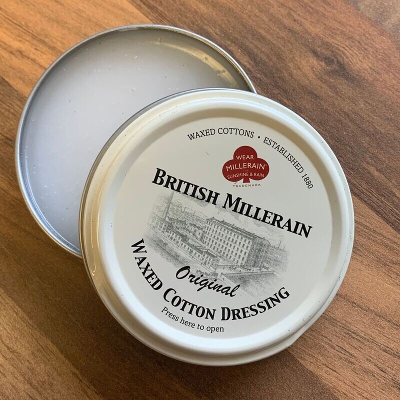 Tin of reproofing wax