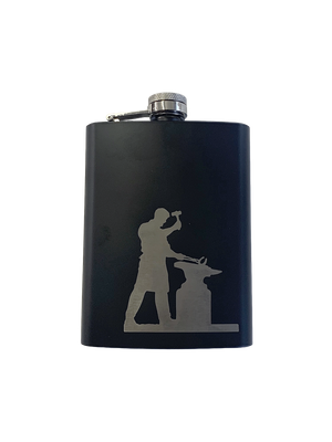 Blacksmith Laser Engraved Hip Flask