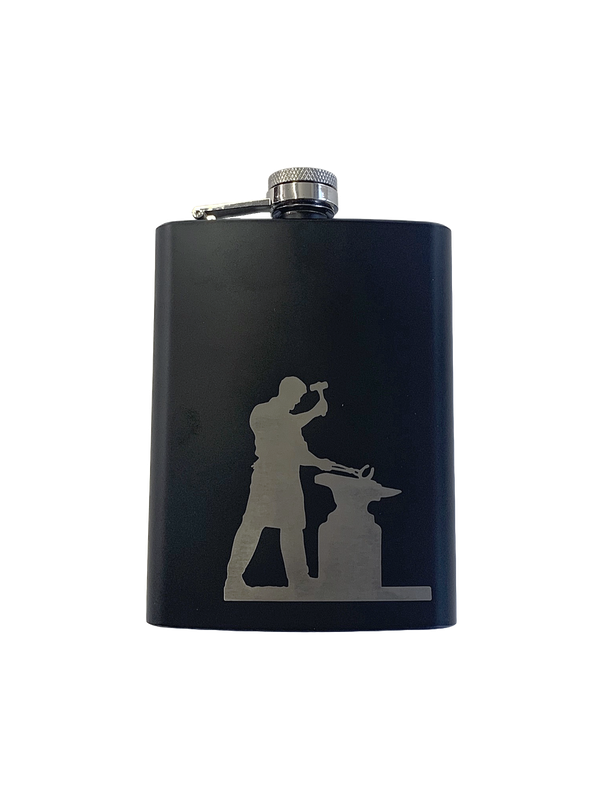 Blacksmith Laser Engraved Hip Flask