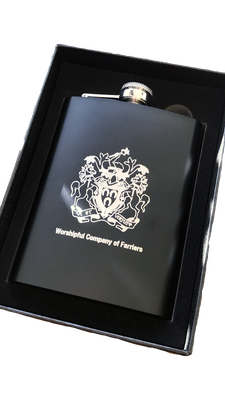 Worshipful Company of Farriers Laser Engraved Hip Flask
