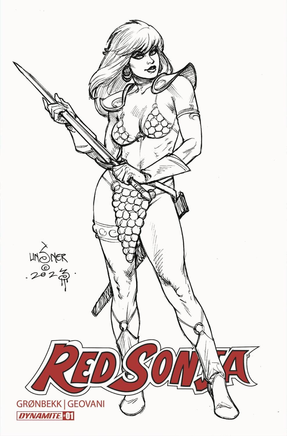 RED SONJA 2023 #1 SDCC 2023 BLACK AND WHITE VARIANT