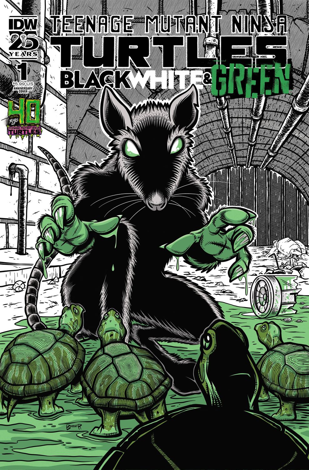 TMNT BLACK WHITE &amp; GREEN (2024) #1 CVR D