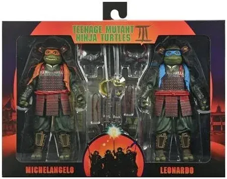 NECA TEENAGE MUTANT NINJA TURTLES III MICHAELANGELO &amp; LEONARDO 2 PACK