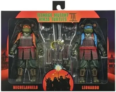 NECA TEENAGE MUTANT NINJA TURTLES III MICHAELANGELO &amp; LEONARDO 2 PACK